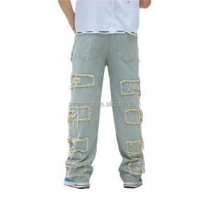 بيع بالجملة بنمط جديد أزياء الشارع العالي جينز رجالي ضيق ومطاط جينز رجالي بانتالون جينز أوم - Product Image 5