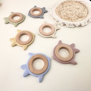 Jouet <span class=keywords><strong>de</strong></span> <span class=keywords><strong>dentition</strong></span> en silicone rond CE en bois pour nouveau-né, breloque <span class=keywords><strong>de</strong></span> <span class=keywords><strong>dentition</strong></span> en silicone et en bois - Product Image 5