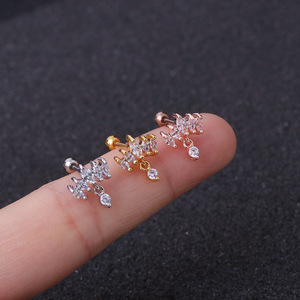 Boucles d'oreilles clous en acier inoxydable 316L, motif nœud papillon, zircon cubique, hypoallergéniques, pour <span class=keywords><strong>piercing</strong></span> hélix, bijoux pour femmes, 0,8*6 mm - Product Image 6