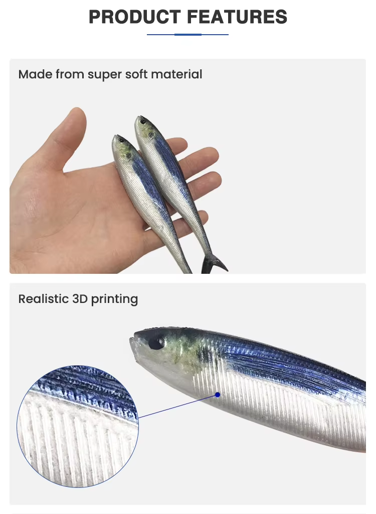 2pcs/Box Bionic Plastic Soft Bass Lure 3D Printing Painted Mackerel Sea Fishing  Lures Soft Plastic Fishing Lures Fork Tail| Alibaba.com