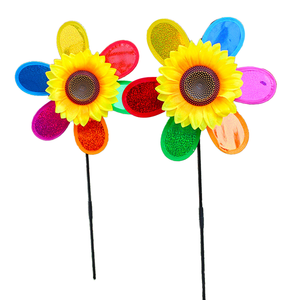 Hersteller direkt im Freien Garten einzelne Pailletten Sonnenblumen Windmühlen aus Kunststoff für Spielzeug und Geschenke verwendet - Product Image 3