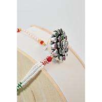 Damen Silber Blumen-Perlen-Ranhari im Vintage-Stil mit Krappenfassung, oxidiert, für den Alltag, Rajasthan Manish Jewellers Hochzeit