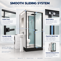 Cabine de douche modulaire tout-en-un YEETE, préfabriquée, avec toilettes et lavabo, fermeture douce, certifiée CE, verre de 8 mm, pour hôtel