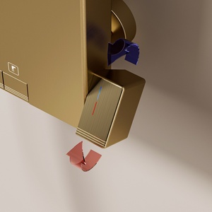 Ensemble de douche mural contemporain en or avec mitigeur à poignée unique, jet de pluie, fonction pause douce, chrome brossé, noyau de valve en céramique - Product Image 4