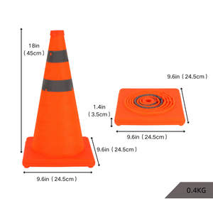 45cm hoge kwaliteit plastic inklapbare verkeerskegels - Product Image 4