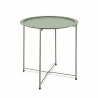 Table d'appoint ronde en métal vert, table d'appoint réglable en hauteur pour salon, chambre à coucher