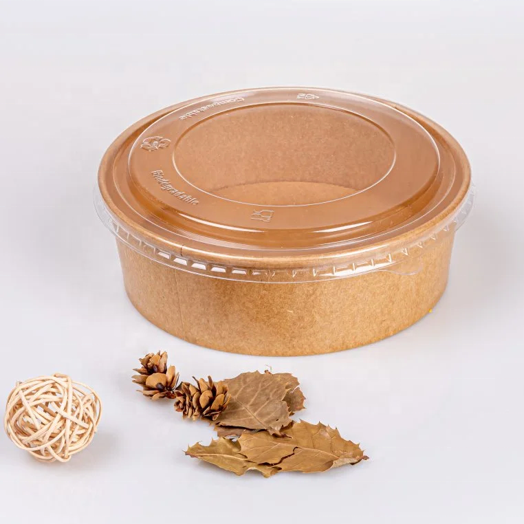 Disposable Food Grade Kraft Paper Bowl Paper Plate Bowl Food Grade Salad Bowl
