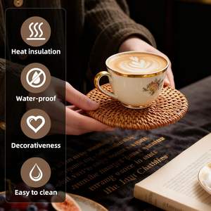 Posavasos de Ratán Natural Resistentes al Calor, Antideslizantes, Hechos a Mano, para Tazas, Vasos, Decoración de Mesa para Hogar, Cafetería, Bar - Product Image 3