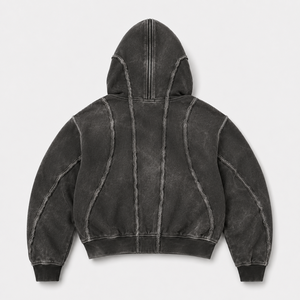 OEM Full Zip Hoodie Oversize Vintage Streetwear Heavyweight Cotton Logo Print Design Premium Quality Men Hoodie - Product Image 2