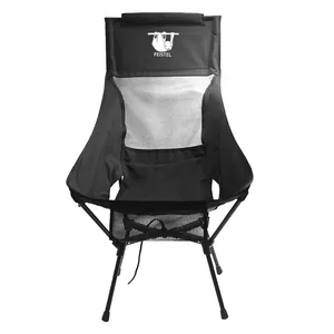 X Shape Aluminum Frame Folding High Back Chair with Pillow Relaxing Portable Reclining Folding Metal Camping Beach Chair