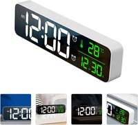 Horloge de table intelligente électrique de 9,9 pouces, écran LED grand format en ABS, alarme numérique avec affichage de la température et de la date, musique, 6 niveaux de luminosité