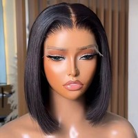 Wig Bob Pendek Tanpa Lem, Rambut Manusia Vietnam, Grade 15A Super Double Drawn, 4x4 Lace Closure, Bone Straight, Tanpa Lem