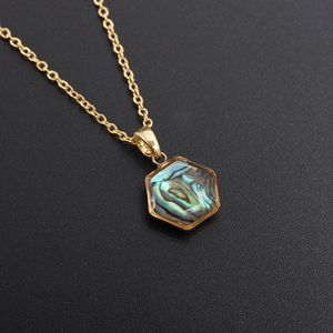 18K oro naturale Abalone conchiglia di pietra ciondolo collana Malachite onice turchese cuore/gocce d'acqua/geometria quadrata perline feste - Product Image 4