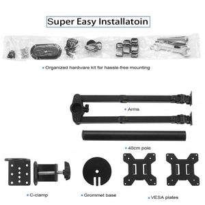 VESA 100x100 Easy-to-Install Dual Monitor <b>TV</b> <b>Stand</b> Desk <b>Mount</b> Monitor Arms - Product Image 5