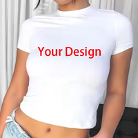 Camiseta Corta Orgánica para Mujer, Estilo Baby Tee, con Logotipo Personalizado, para Mujer, Corte Ajustado
