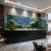 Aquarium sans cadre pour eau douce avec meuble en aluminium et filtre à sump pour la décoration de salon et de maison