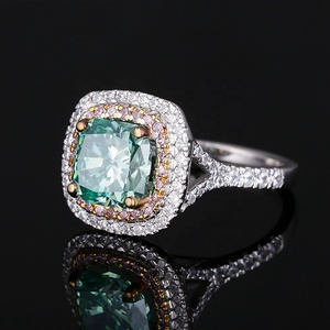 Bague carrée d'émeraude en pierre multicolore, anneau en Cz à Double boucle carrée, pour bandes de fiançailles unisexes ou bagues, réglage de pavé tendance, CN;GUA - Product Image 2