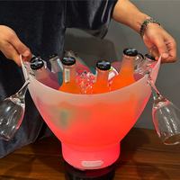 Seau à glace 7L en plastique avec haut-parleur et lumière LED RGB colorée pour champagne, vin, bière, fête, bar, club