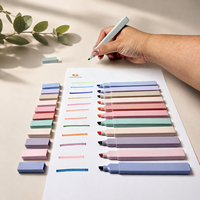 Ensemble de surligneurs pastel à corps carré, pointe biseautée, marqueurs aux couleurs douces, nuances macaron assorties, logo personnalisé, fournitures scolaires