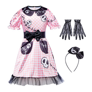 Costume d'Halloween XJHalloween avec imprimé crâne, poupée fantôme <span class=keywords><strong>mécanique</strong></span> rose à pois pour enfants - Product Image 2