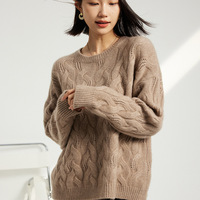 Haute qualité dames hiver épais col rond pull en cachemire pulls femmes câbles tricoté 100% pull en cachemire pull conception