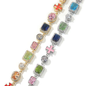 UWIN винтажный многоцветный 5A CZ драгоценный камень эмаль поперечное звено цепочка ретро браслет красочный Цирконий деко женский браслет ювелирные изделия - Product Image 6
