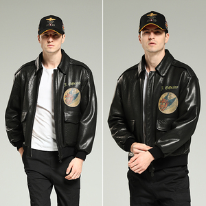 Giacca di pelle di montone di lusso pilota A2 <span class=keywords><strong>aviator</strong></span> Bomber - Product Image 6