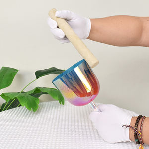 Ciotola di cristallo con manico di alba 432Hz ciotola di cristallo di colore blu al quarzo strumento di guarigione del suono di terapia del suono prodotti spirituali - Product Image 1