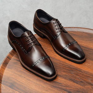 Ensemble de trois pièces de chaussures pour hommes en cuir véritable faites à la main, nouveau style britannique formel pour affaires 2025 - Product Image 2