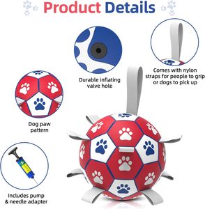 Ballon de football pour chien <span class=keywords><strong>Diman</strong></span> Paw Print avec sangles, pour jouer à l'intérieur/à l'extérieur, cadeau d'anniversaire, jouet interactif pour tirer la balle, pour chiens de petite/moyenne taille (6 pouces) - Product Image 3