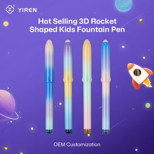 Stylos amusants YIREN, design de fusée de dessin animé, stylos à plume effaçables en plastique, stylo à écriture fluide pour filles et garçons, fournitures scolaires - Product Image 1