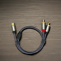 Chapado en Oro 1 RCA hembra a 2 RCA macho Audio estéreo Y adaptador divisor 3M Cable para amplificador de altavoz de coche y cámara