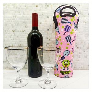 Protector de Botella de Vino de Neopreno Personalizado con Temática de Pickleball Crea una funda única con gráficos de pickleball - Product Image 1