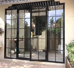 Puertas <span class=keywords><strong>de</strong></span> acero <span class=keywords><strong>de</strong></span> doble acristalamiento modernas, vidrio estriado, diseño negro, ventanas para exteriores, Hotel, rotura térmica, aislamiento acústico, <span class=keywords><strong>Pan</strong></span> <span class=keywords><strong>de</strong></span> acero - Product Image 6