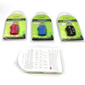 <b>TSA</b> Approved 3 Digit Combination <b>Lock</b> ABS Plastic Travel Padlock Black Rose Red Sky Blue - Product Image 2