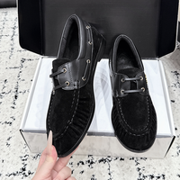 Mocassins en daim bicolore pour femmes, à lacets, bout plissé, chaussures bateau à enfiler, talon bas carré, confort décontracté, luxe, chaussures pour hommes