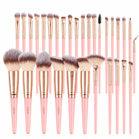 Kit de pinceaux de maquillage cosmétiques avec logo personnalisé, 30 pièces, pinceaux à paupières et à joues en poils synthétiques doux, tube en aluminium, manche en plastique