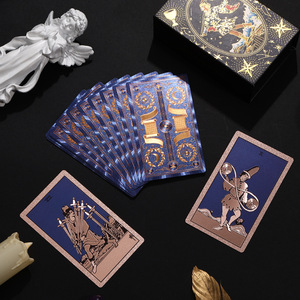 Cartas de <span class=keywords><strong>Tarot</strong></span> Blue-Gold Book Pages 2026 Nueva Edición, con Hojas Doradas, Impermeables, de Plástico Estándar, Juego Completo de 80 Cartas - Product Image 1