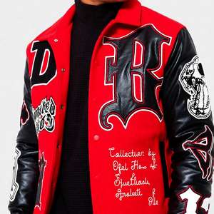 高品質 カスタム ラグジュアリー バーシティジャケット 襟付き パッチ刺繍 ヴィンテージ アメリカン ベースボール メンズ PUレザージャケット - Product Image 2