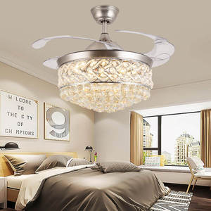 Lampe de plafond à LED en cristal de luxe moderne pour la décoration intérieure Lustre rétractable 3 couleurs avec corps en cuivre pour chambre à coucher - Product Image 1