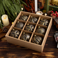 Tendance 2026 : Lot de 12 décorations de Noël vintage, boules circulaires de luxe incassables en bronze antique, imprimées en sérigraphie, écologiques