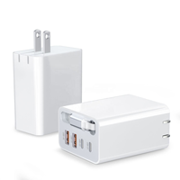 Chargeur USB C GaN pliable HNT 50W avec câble rétractable, adaptateur 4 ports PD QC3.0, charge rapide pour iPhone, ordinateur portable, voyage