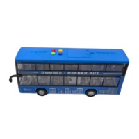 Bus à deux étages avec effets sonores et lumineux et fonction d'ouverture de porte - Bleu