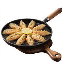 Poêle à frire en fonte non revêtue pour steaks, crêpes et galettes, design moderne et minimaliste, avec couvercle, compatible gaz, vente en gros