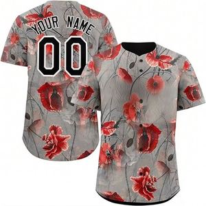 FREE Design Polyester Customization Logo Sportswear Breathable Quick Dry Sublimated Button <b>Down</b> Baseball Jersey - Product Image 6