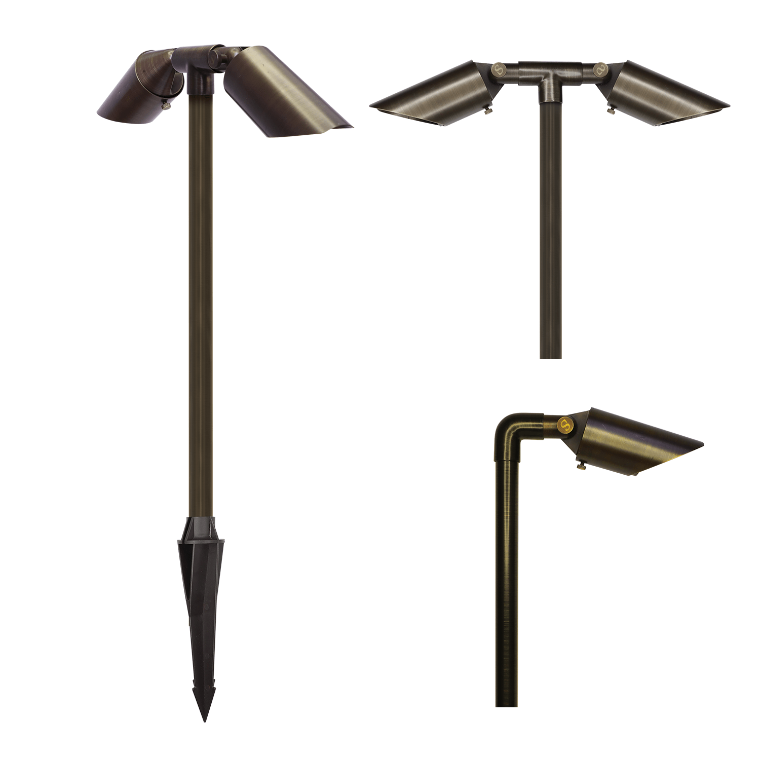 Gouly Wholesale Dual Head Led Garden Spike Light Brass IP65 24V Smart RGBW Landscape Lighting for Villa Pathway Decor