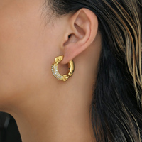 NOUVEAU BOHO GRAR ICED OUT ZIRCON 2 DESIGN BOUCLES D'OREILLES Dazan Winter INS Plaqué or 18k Hypoallergénique Bijoux de dame en acier inoxydable