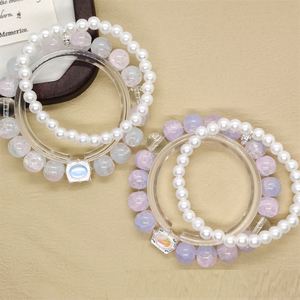 Double Circle Crystal Glaze <b>Beaded</b> <b>Bracelet</b> Jewelry Sweet Charm Beads <b>Bracelet</b> Fantasy Popcorn Cracked Crystal Beads <b>Bracelet</b> - Product Image 4