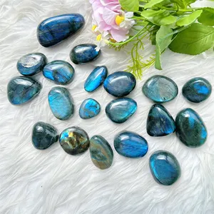Piedra curativa de cristal Natural al por mayor, piedra de Palma labradorita de forma libre, pulido flash azul de alta calidad para meditación