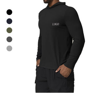 Camiseta de Manga Larga con Capucha para Hombre, Protección Solar, Color Sólido, Anti-UV, Corte Regular, 100% Poliéster, Manga Completa, Logotipo Frontal - Product Image 1